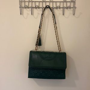 TORY BURCH - green quilted shoulder bag